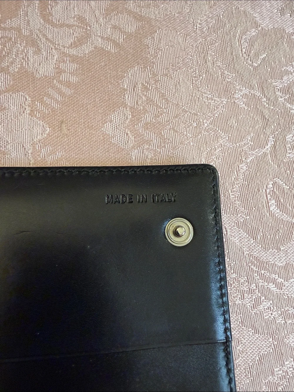 Prada Black Leather Men's Wallet with Silver Logo Plaque